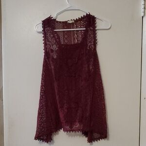 Eyeshadow Burgundy Lace Tank Top JUNIORS Large